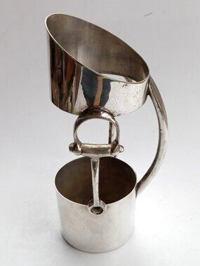 VTG Silver Plate Bottle Holder Wine Pourer Gucci Design Equestrian Horsebit